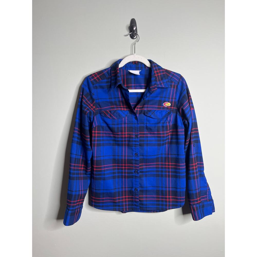 Columbia Kansas Jayhawks Plaid Button Up Womens Small